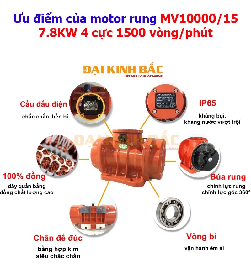 Ưu điểm của motor rung MV10000/15 7.8Kw 4 cực