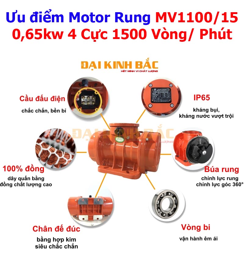 Ưu điểm motor rung MV1100/15 0.65Kw 4 cực