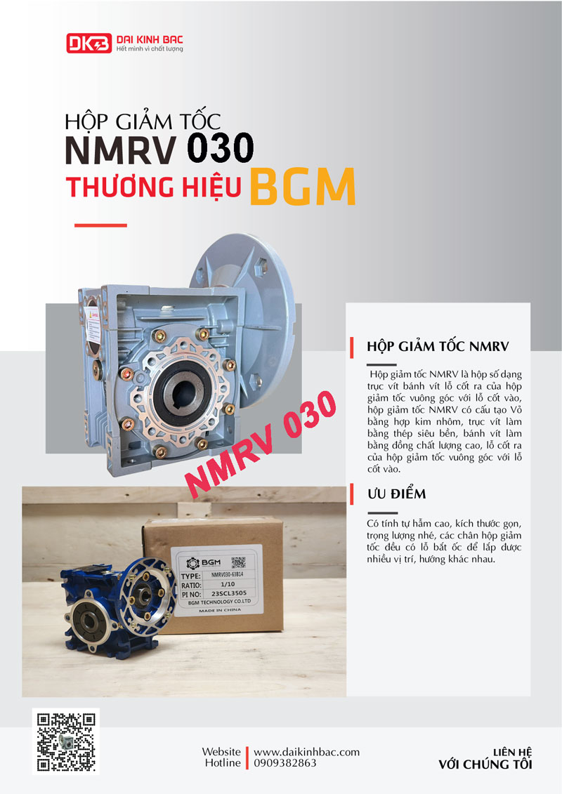 ưu điểm hộp số NMRV 030 cao cấp thương hiệu BGM