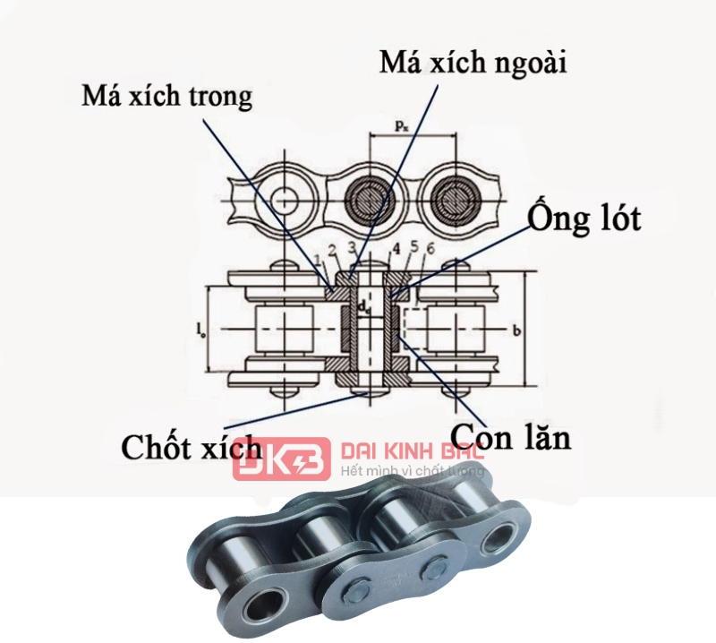 cấu tạo của xích công nghiệp DBC