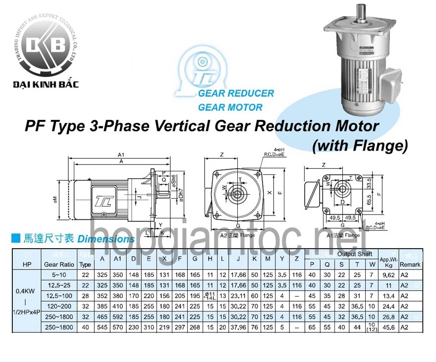 ​ Catalogue motor tunglee mat bich 0.4kw  ​