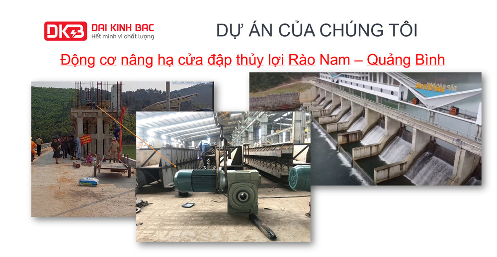 Động cơ, hộp số nâng hạ cửa đập thủy lợi Rào Nam – Quảng Bình