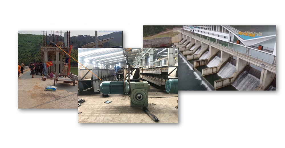 Động cơ, hộp số nâng hạ cửa đập thủy lợi Rào Nam – Quảng Bình