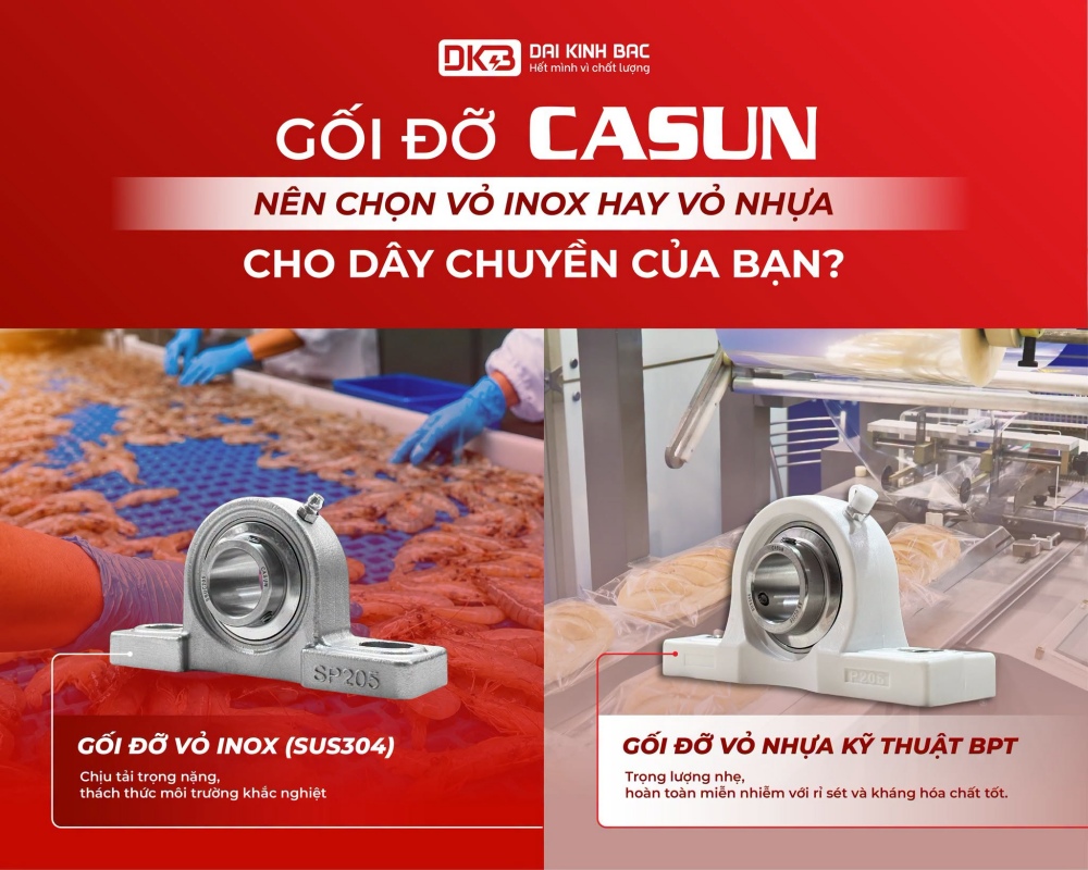 NÊN CHỌN GỐI ĐỠ VÒNG BI VỎ INOX HAY VỎ NHỰA CHO DÂY CHUYỀN CỦA BẠN?