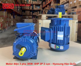 MOTOR ĐIỆN 3 PHA 3KW- 4HP 2P 2 CỰC HYOSUNG HÀN QUỐC